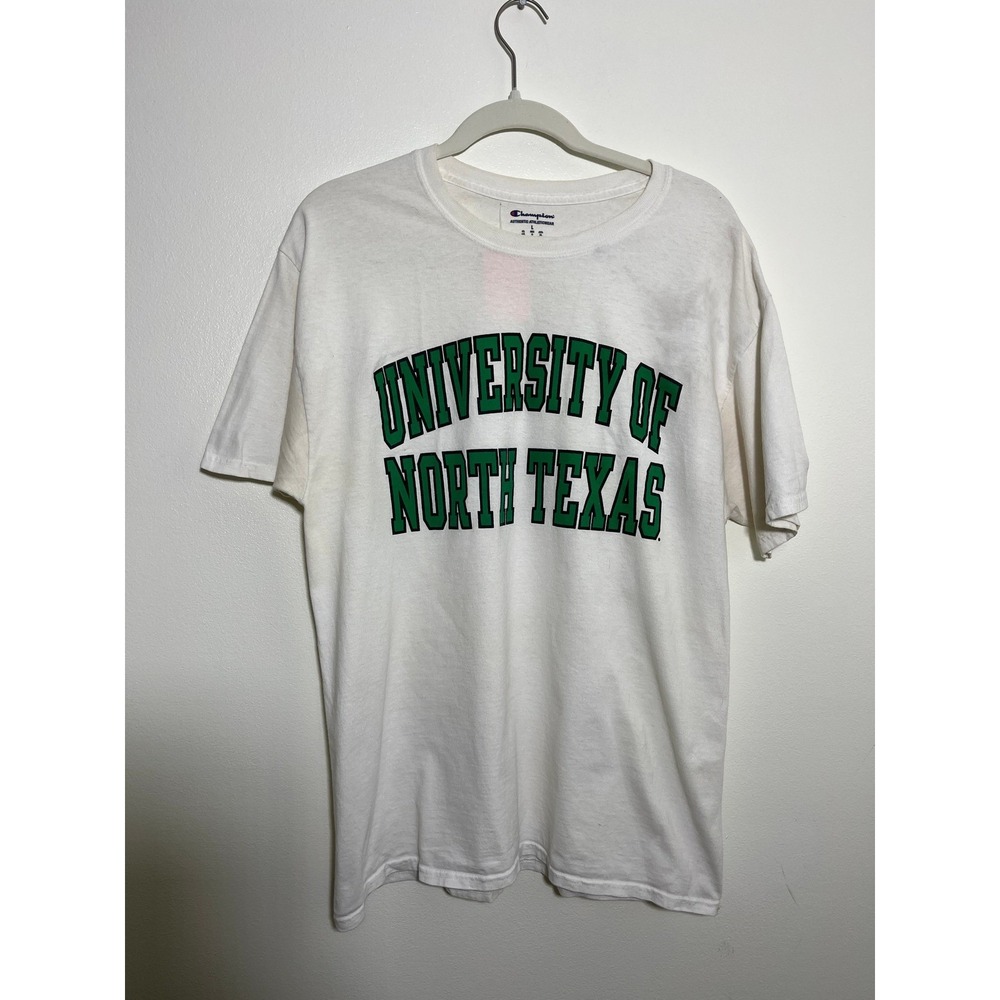 Champion University of North Texas UNT T-Shirt Mens White Green Graphic Tee